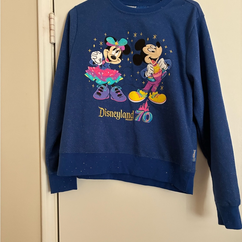Disney Blue Adult Crewneck Fleece Sweatshirt Size Small